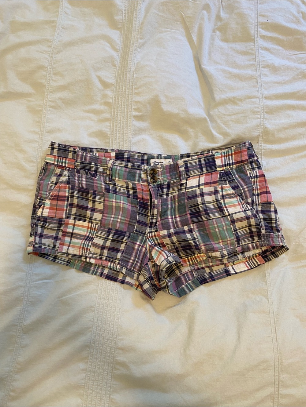 Y2K American eagle plaid mini shorts